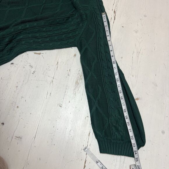 CHOLES Vestidos - Green - Cable Knit Sweater - Drop Sleeve - Mock Turtle Neck L - Picture 7 of 13